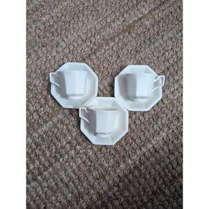 Johnson Brothers Heritage White Cups Saucers SET OF 3 Ironstone
